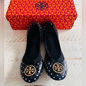 Tory Burch, navy polka dot jelly flats, NWOT, size 7